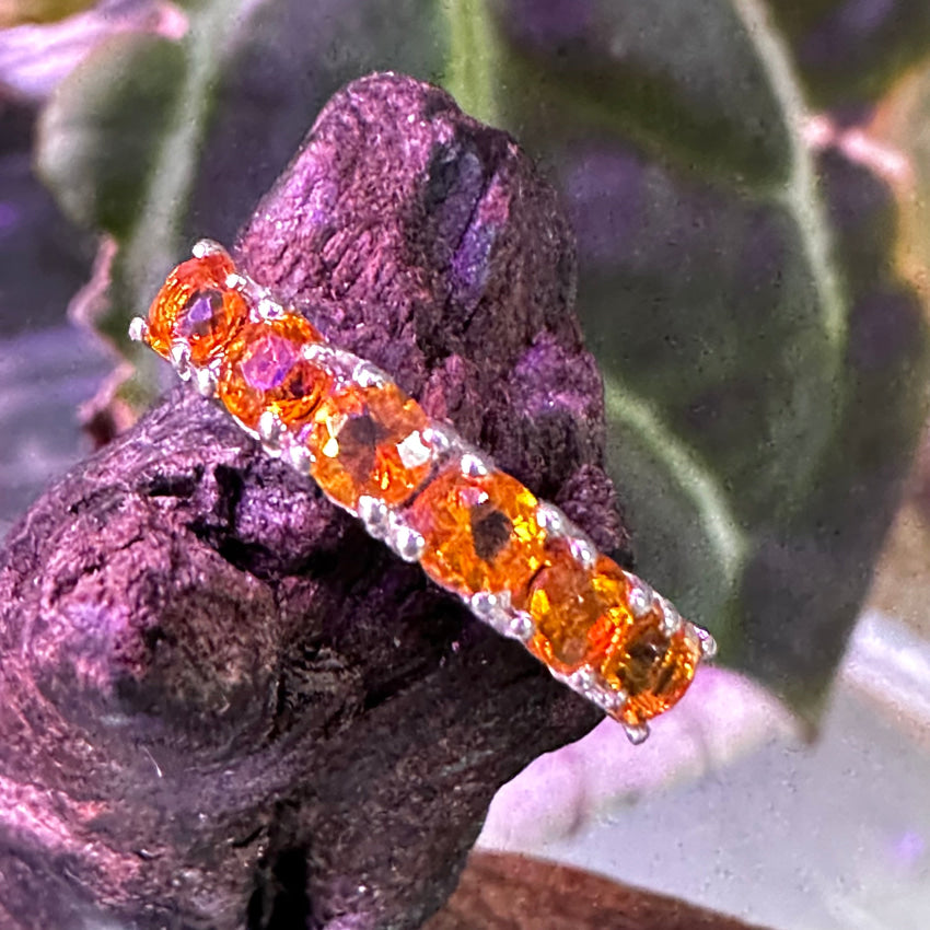 Sterling Silver & Orange Stone Ring Size 5.25 Bracelet