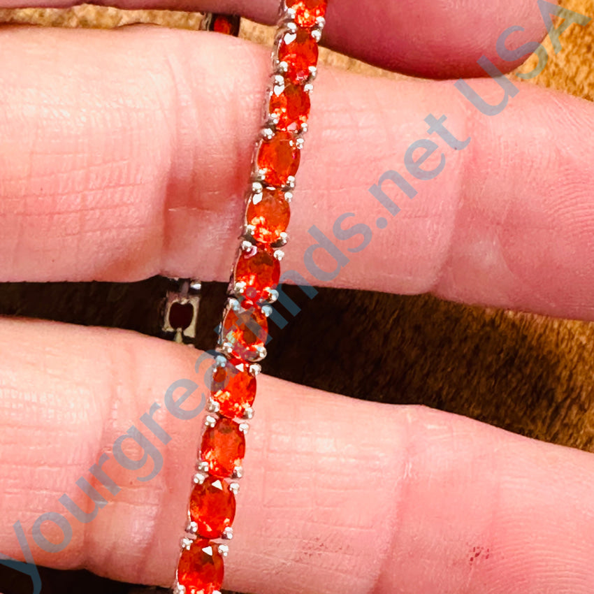 Sterling Silver & Orange Stone Tennis Bracelet Bracelet