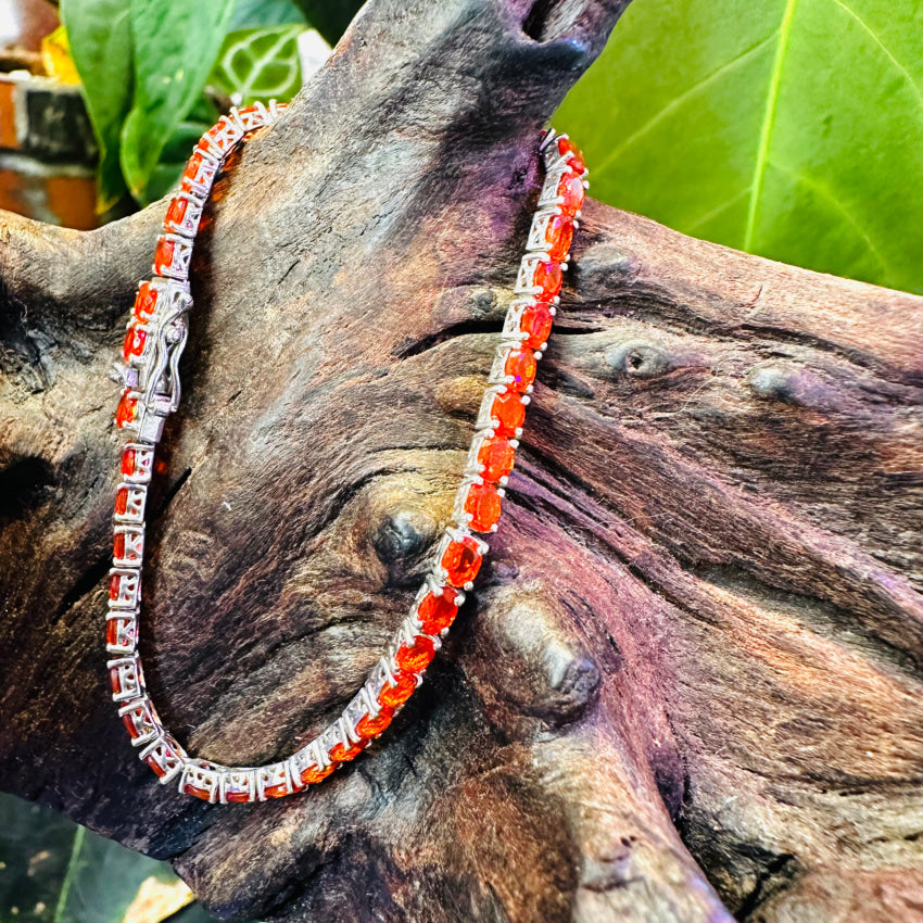 Sterling Silver & Orange Stone Tennis Bracelet Bracelet