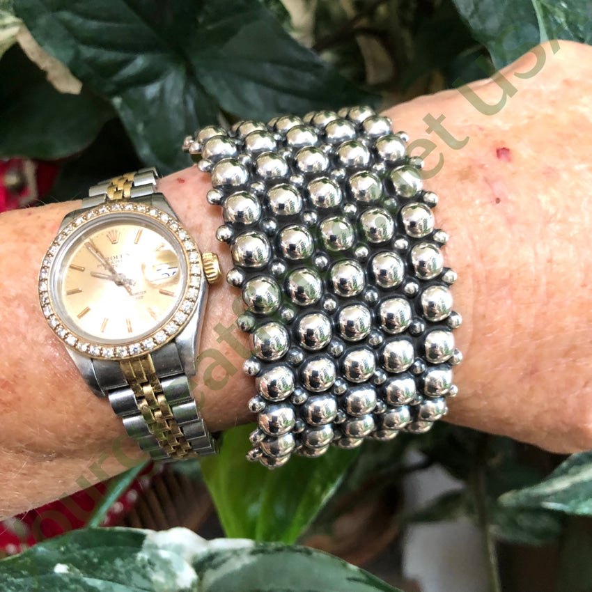 Sterling Silver Orb Cuff Bracelet Mexico Bracelet