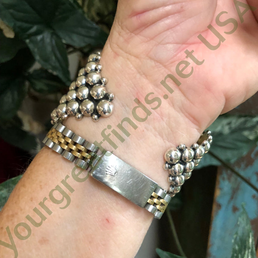 Sterling Silver Orb Cuff Bracelet Mexico Bracelet