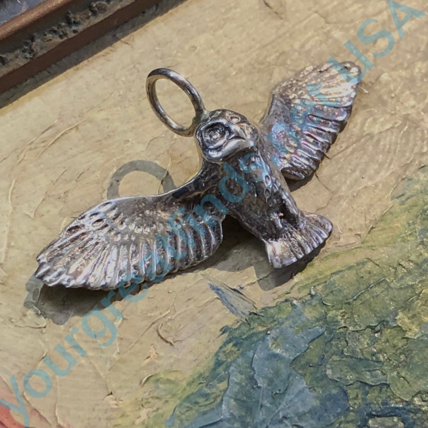 Sterling Silver Owl In Flight Pendant Pendant