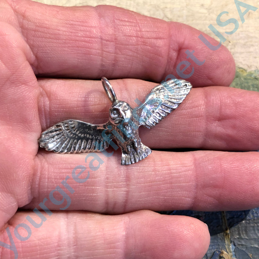 Sterling Silver Owl In Flight Pendant Pendant