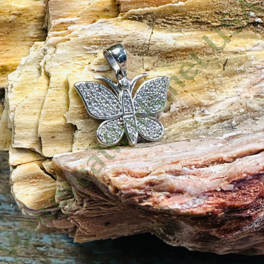 Sterling Silver & Pavé Cubic Zirconia Butterfly Pendant