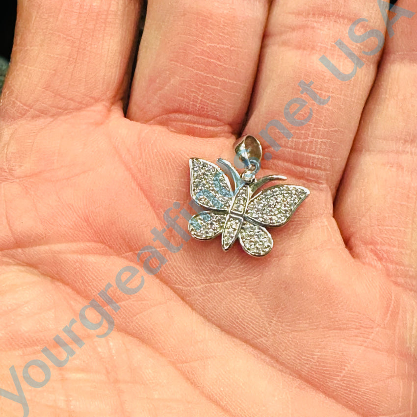 Sterling Silver &amp; Pavé Cubic Zirconia Butterfly Pendant