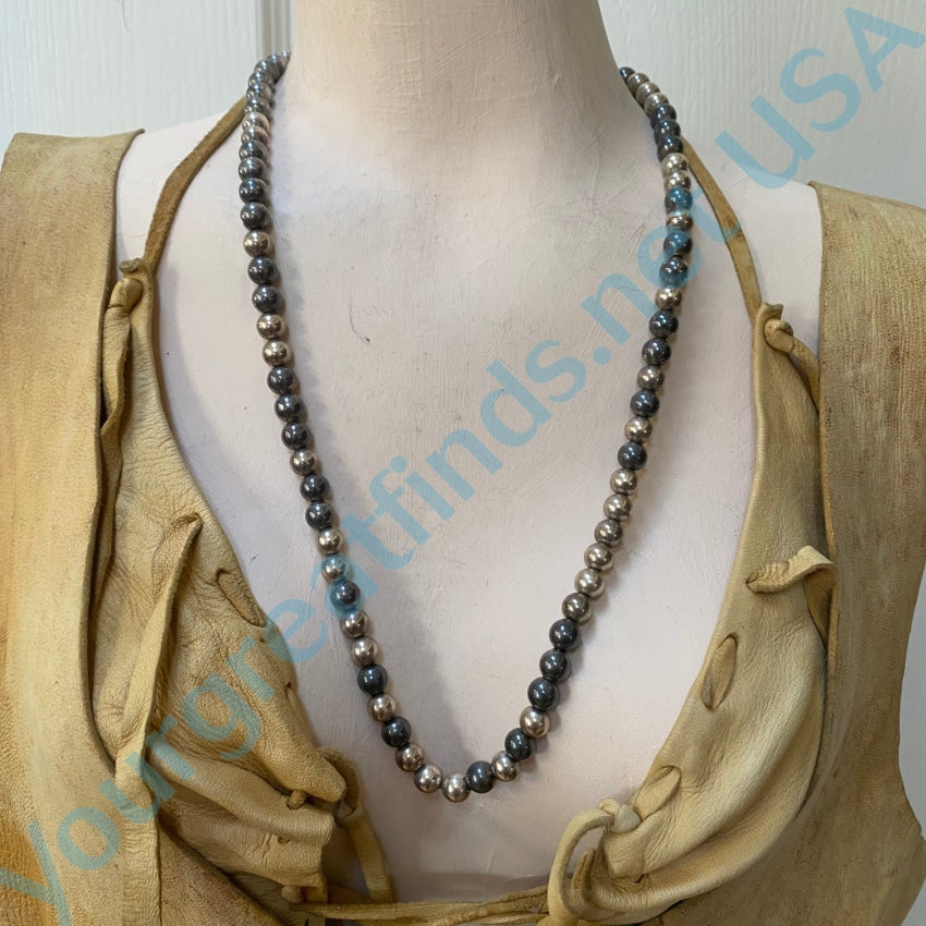 Sterling Silver Pearl Necklace Stunning Patina 25.5 Necklaces