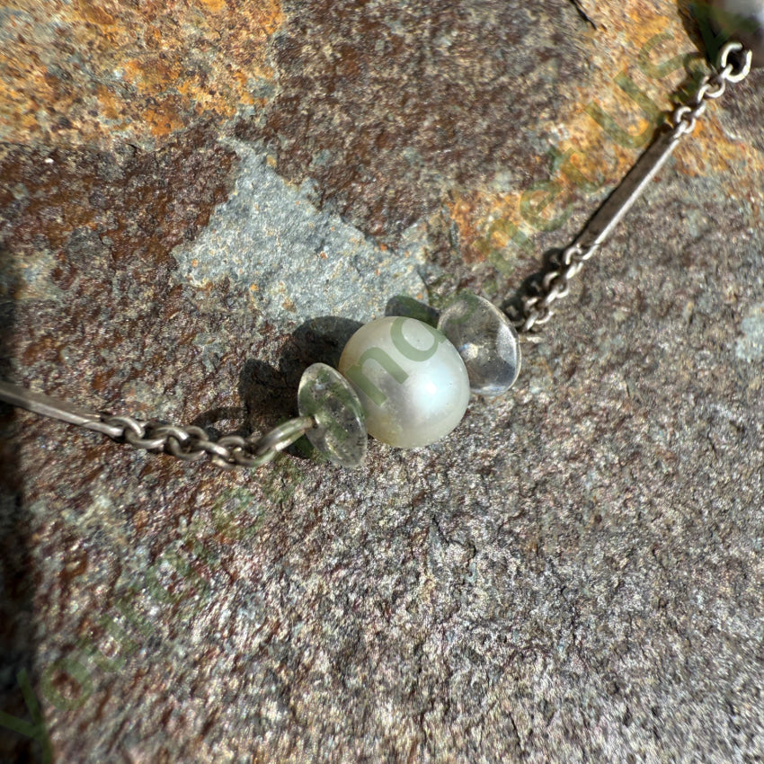 Sterling Silver Pearl & Quartz Bead Choker Necklace necklace