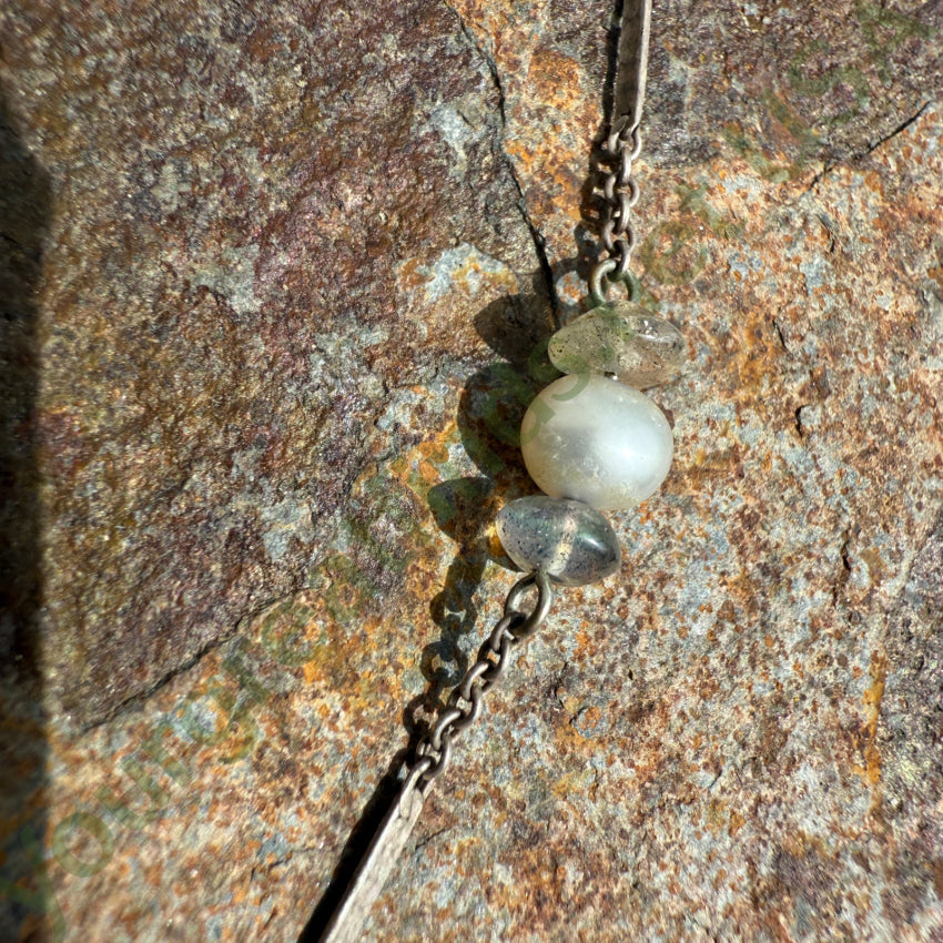 Sterling Silver Pearl & Quartz Bead Choker Necklace necklace
