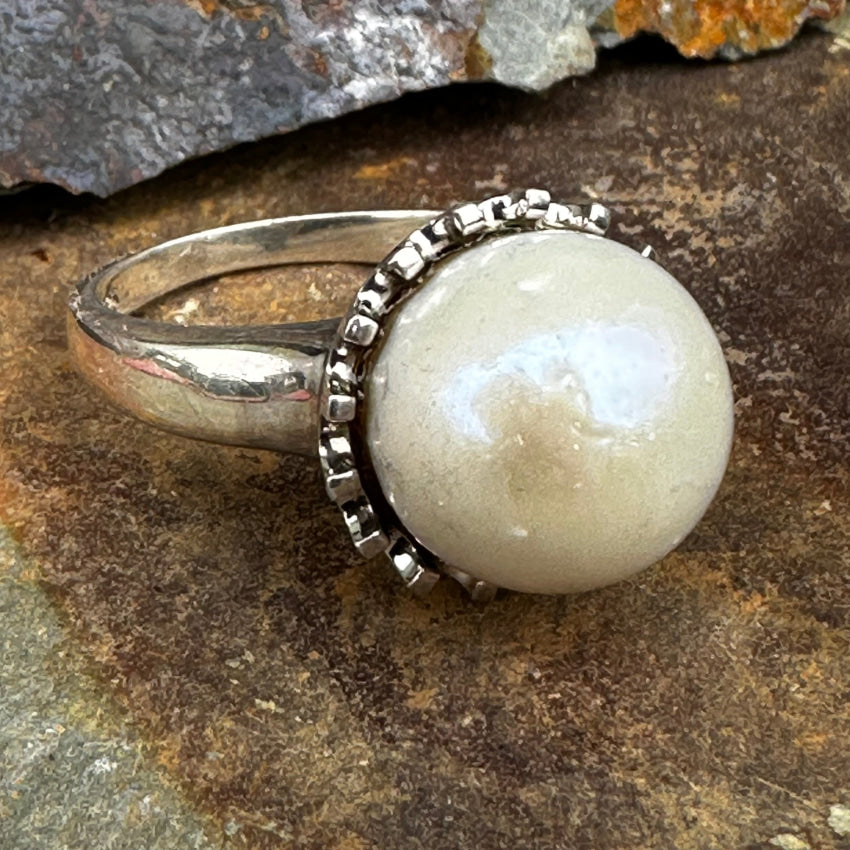 Sterling Silver Pearl Ring Size 10 Ring