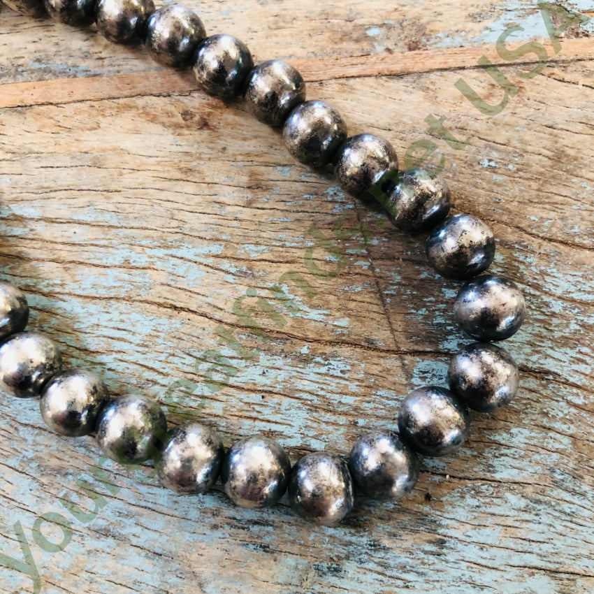 Sterling Silver Pearls Necklace 36’ Long 10.2 Mm Beads Necklace