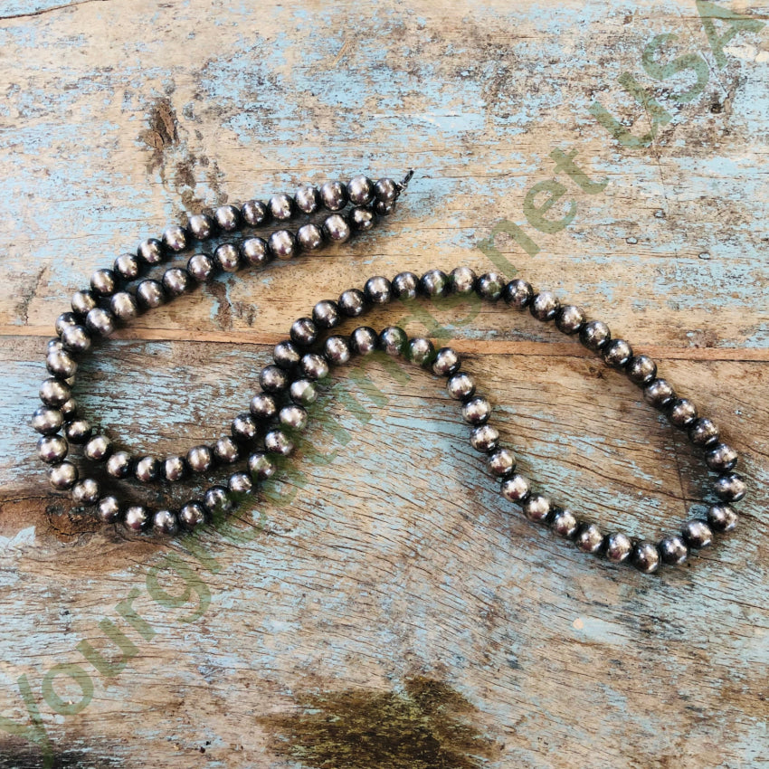 Sterling Silver Pearls Necklace 36’ Long 10.2 Mm Beads Necklace