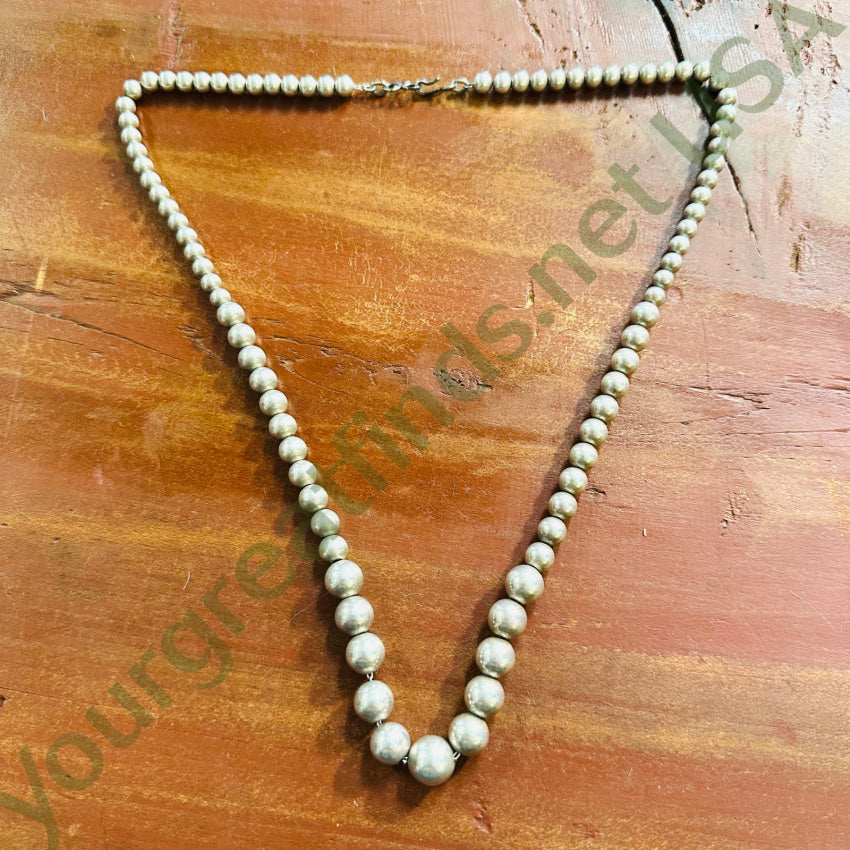 Sterling Silver Pearls Necklace Graduated Beads 24 Long Necklaces