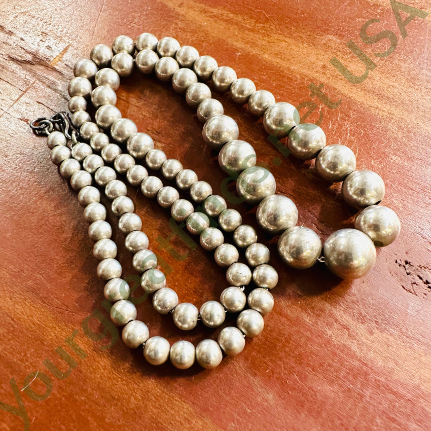 Sterling Silver Pearls Necklace Graduated Beads 24 Long Necklaces