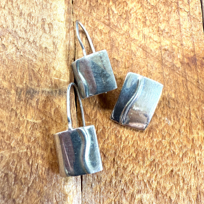 Sterling Silver Pendant & Pierced Earrings Set Jewelry Set