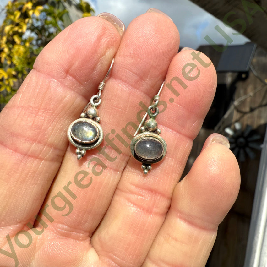 Sterling Silver Pierced Earrings Rainbow Moonstone earrings