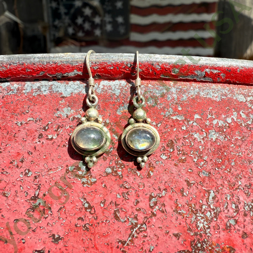 Sterling Silver Pierced Earrings Rainbow Moonstone earrings