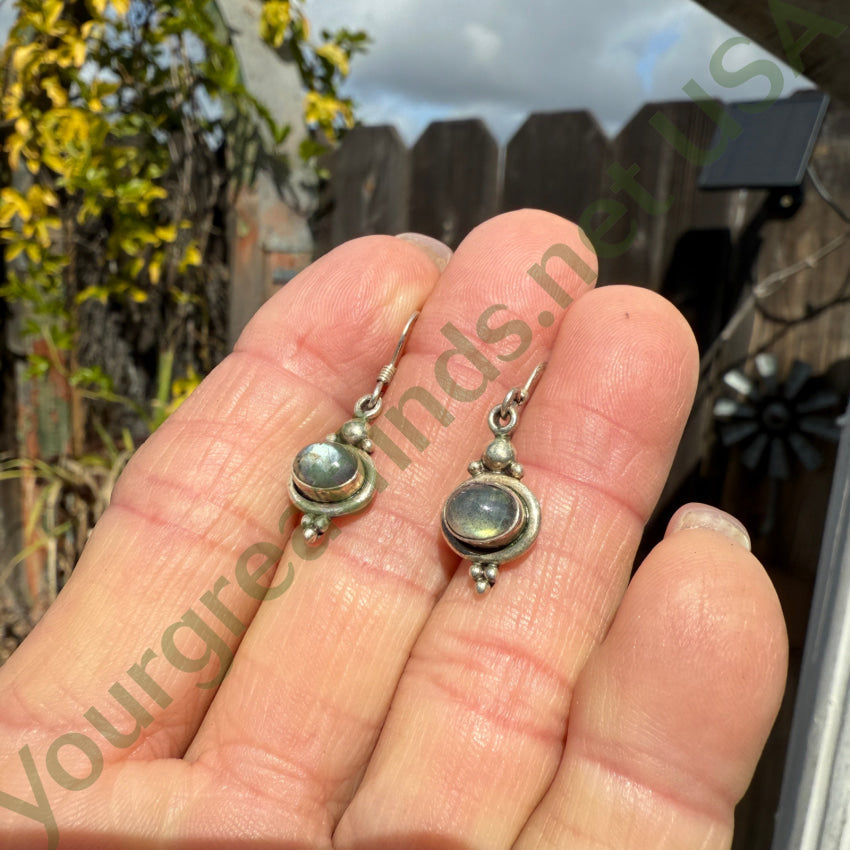 Sterling Silver Pierced Earrings Rainbow Moonstone earrings