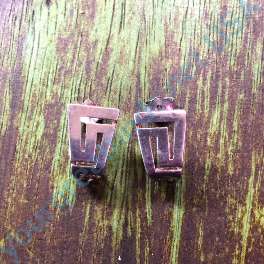 Sterling Silver Pierced Post Azteca Style Earrings Earrings