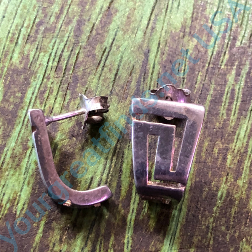 Sterling Silver Pierced Post Azteca Style Earrings Earrings