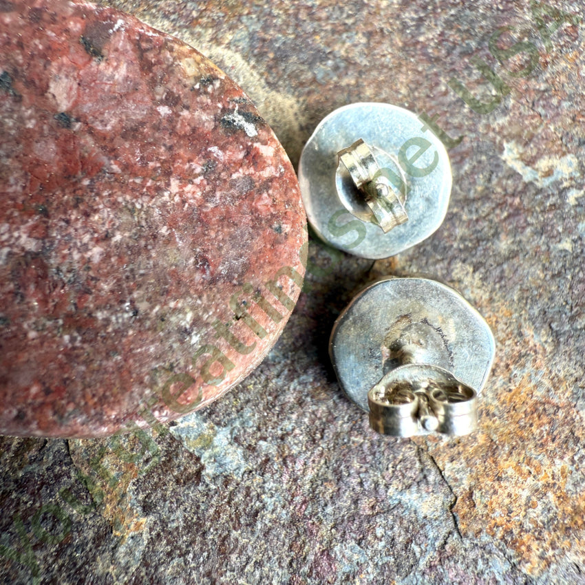 Sterling Silver Pierce Post Stud Earrings Inlay Opal earrings