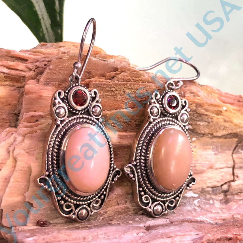 Sterling Silver Pink Mystery Stone Pierced Earrings Earrings