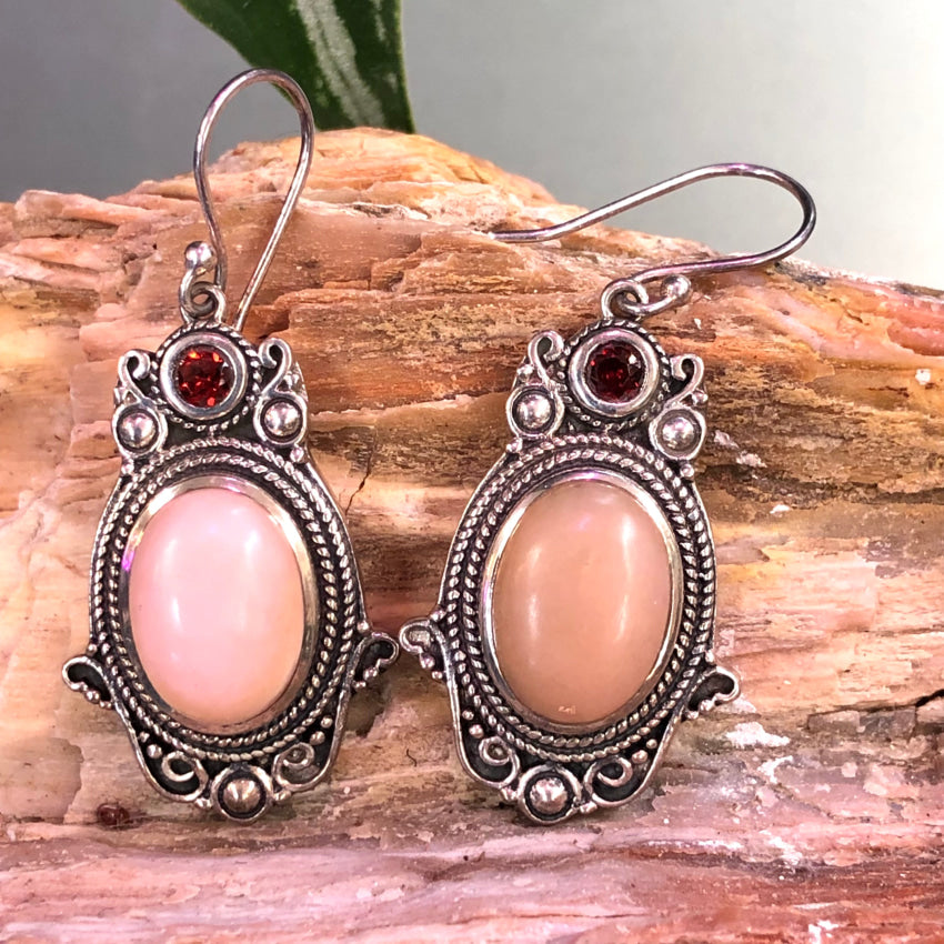 Sterling Silver Pink Mystery Stone Pierced Earrings Earrings