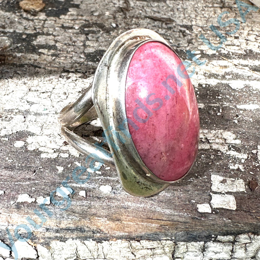 Sterling Silver & Pink Rhodochrosite Ring Size 9