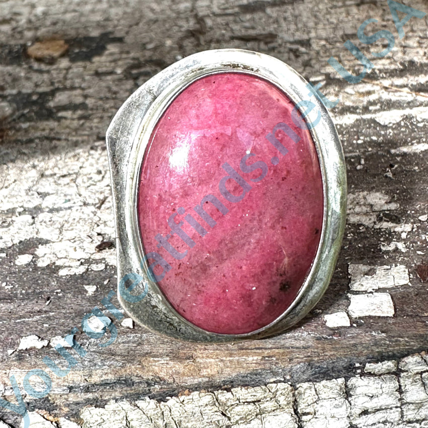 Sterling Silver &amp; Pink Rhodochrosite Ring Size 9