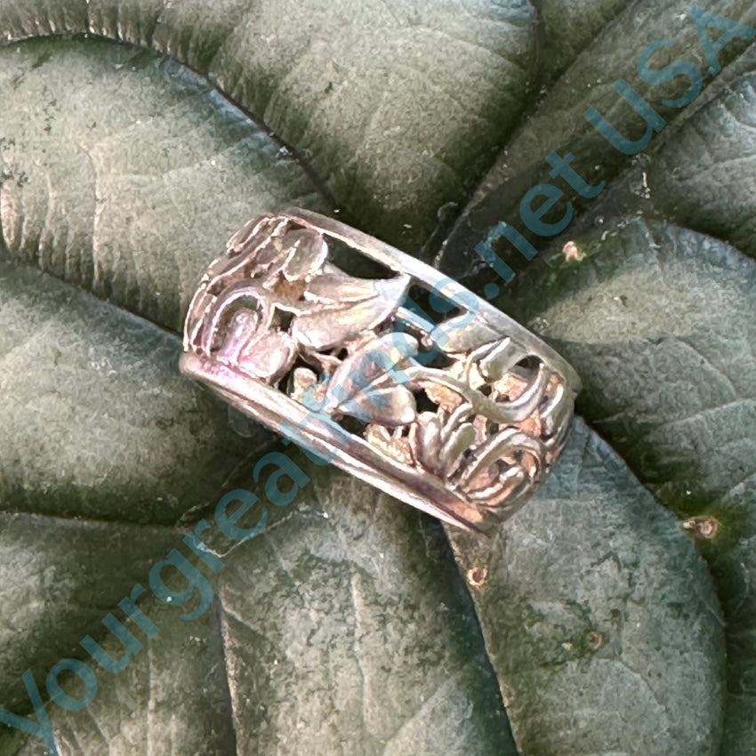 Sterling Silver Plant Vine Band Ring Size 7