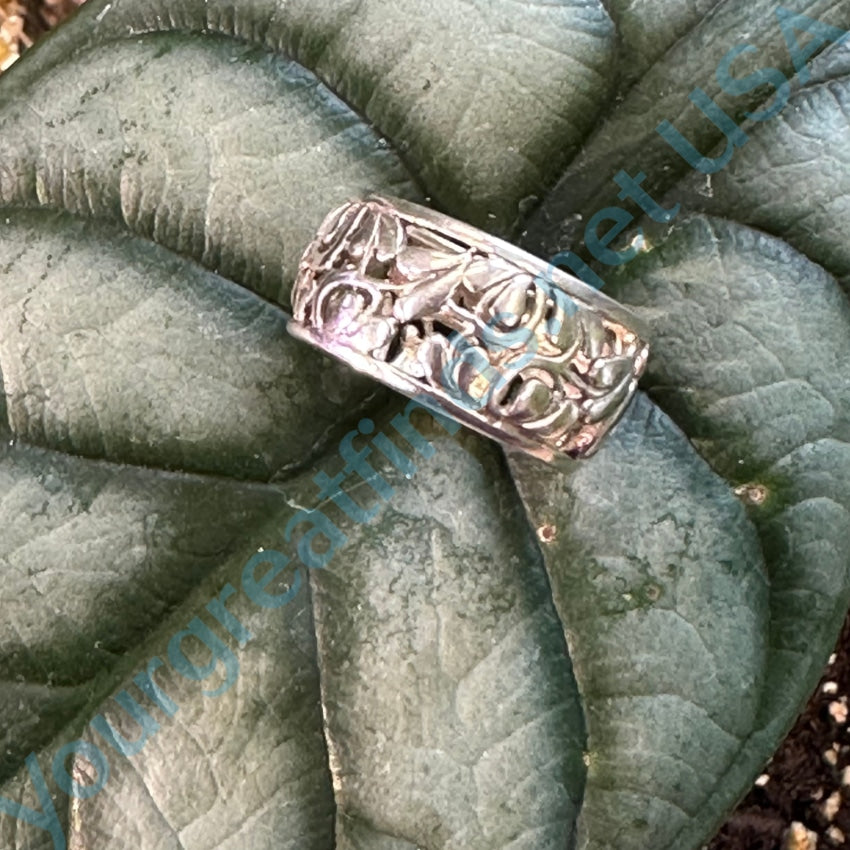 Sterling Silver Plant Vine Band Ring Size 7