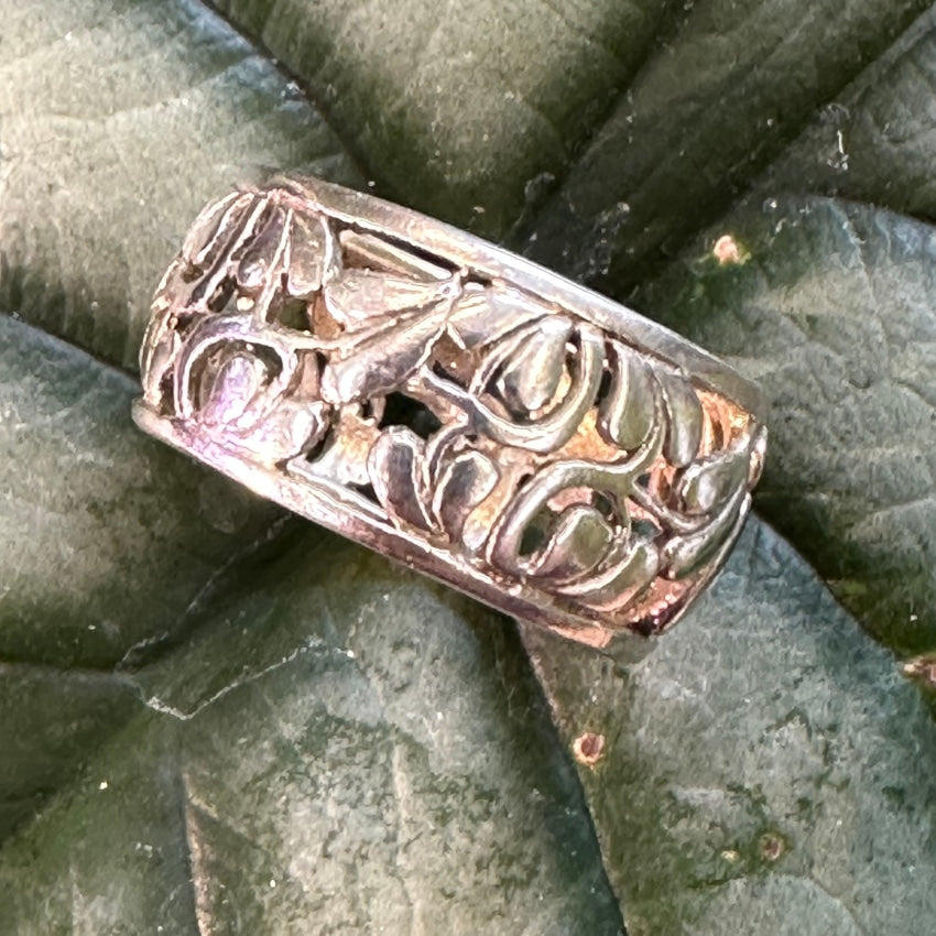 Sterling Silver Plant Vine Band Ring Size 7