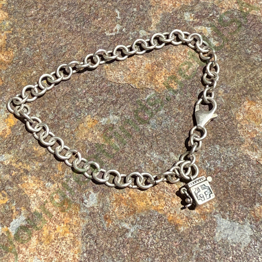 Sterling Silver Prayer Box Charm Bracelet ring