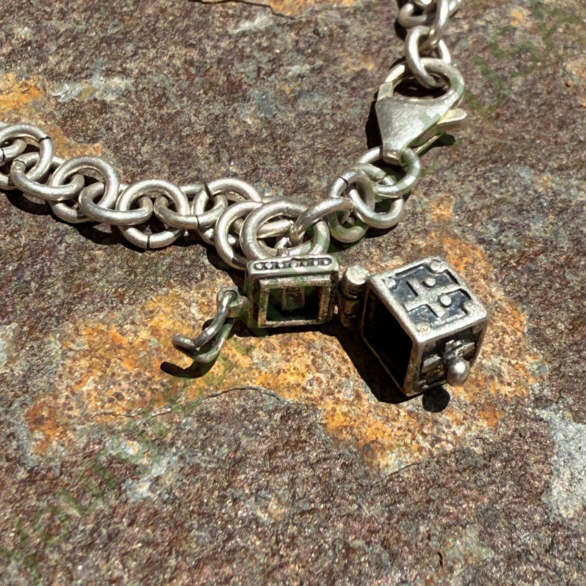 Sterling Silver Prayer Box Charm Bracelet ring