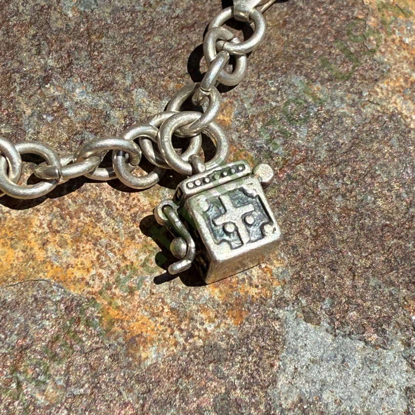 Sterling Silver Prayer Box Charm Bracelet ring