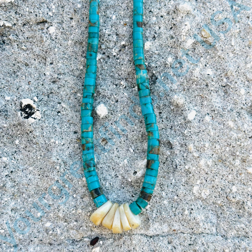 Sterling Silver Pueblo Indian Turquoise Heishi Jacla Necklace Necklace