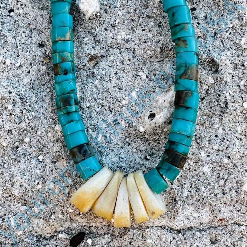 Sterling Silver Pueblo Indian Turquoise Heishi Jacla Necklace Necklace