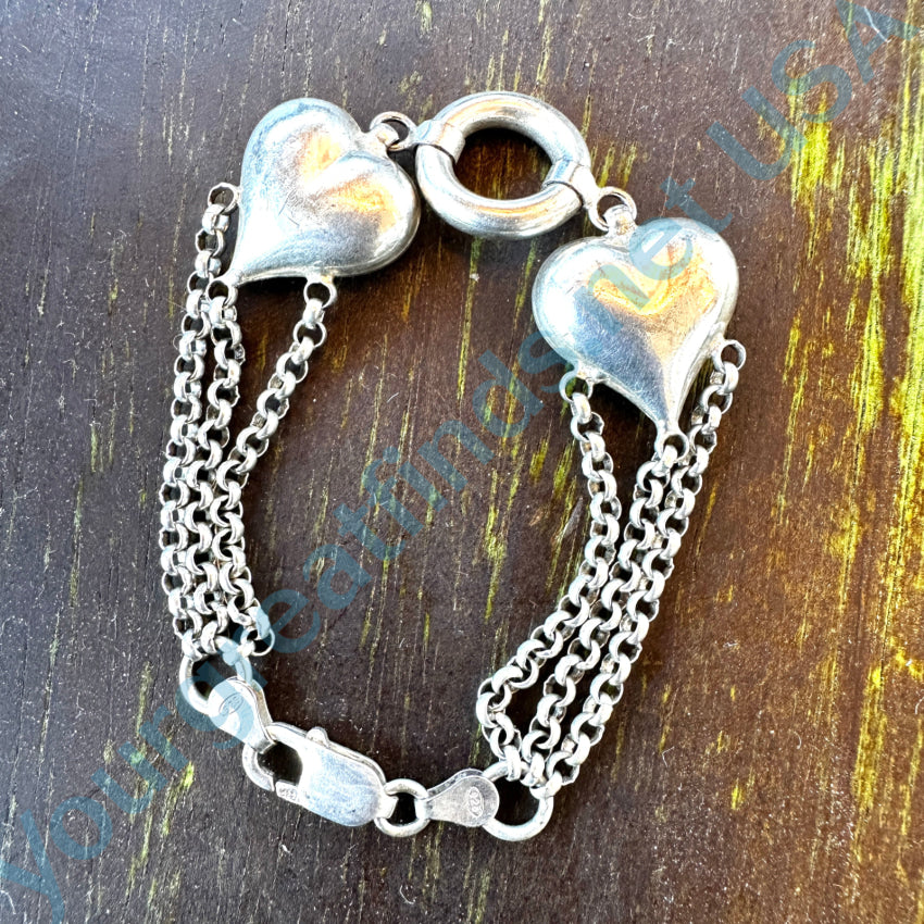 Sterling Silver Puffy Heart Bracelet Bracelet