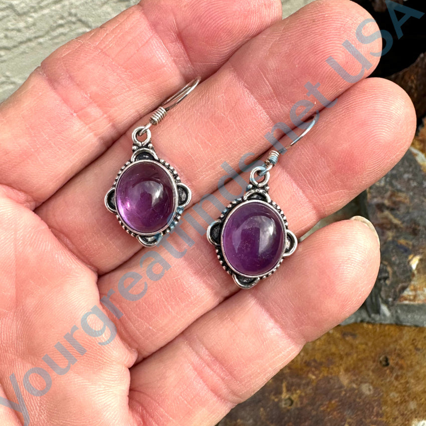 Sterling Silver Purple Amethyst Pierced Earrings Earrings