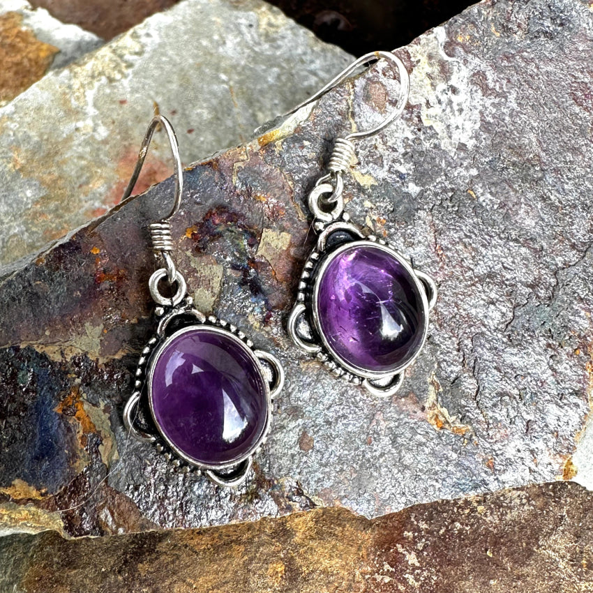 Sterling Silver Purple Amethyst Pierced Earrings Earrings