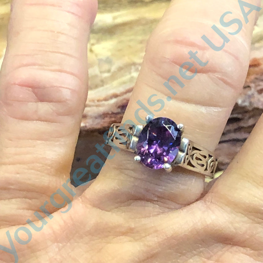 Sterling silver purple CZ ring deals