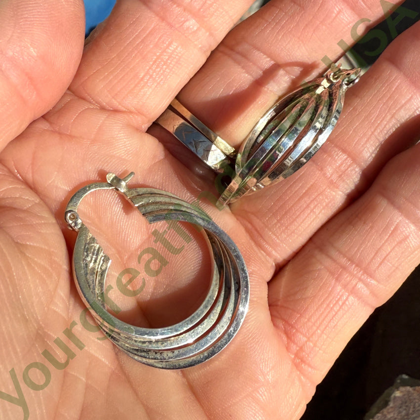 Sterling Silver Quadruple Hoop Pierced Earrings earrings