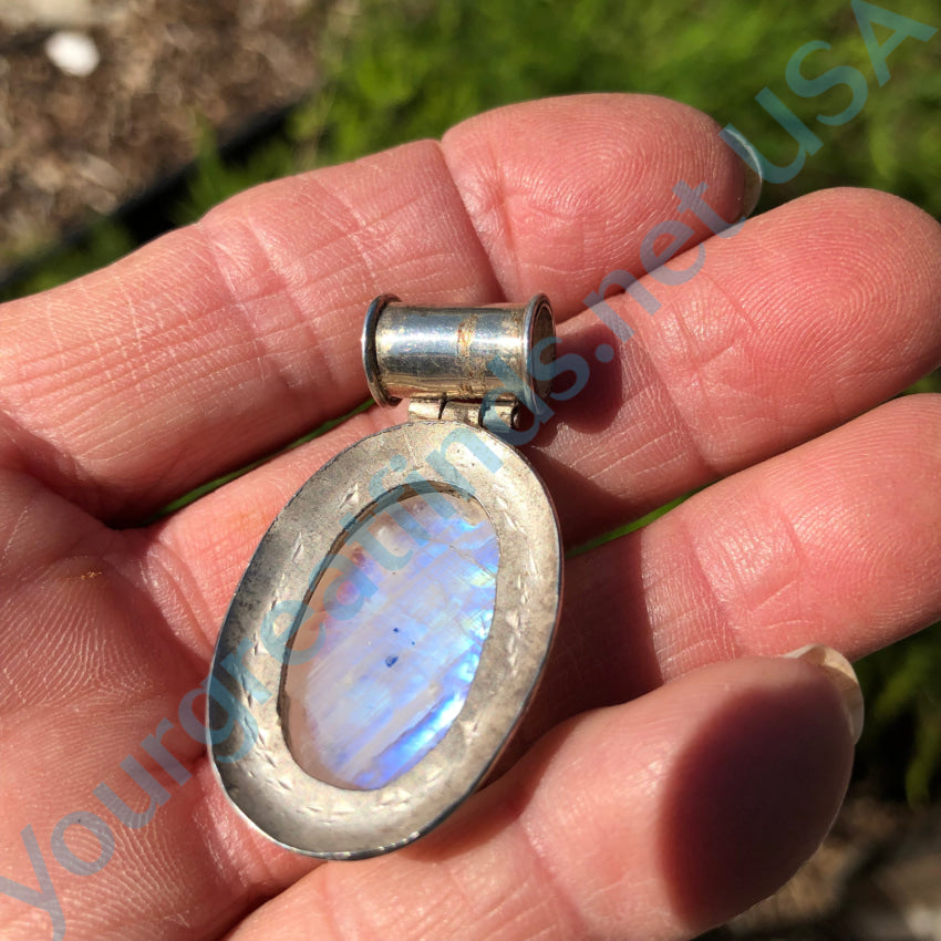 Sterling Silver Rainbow Moonstone & Peridot Pendant