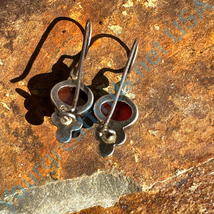 Sterling Silver & Red Carnelian Pierced Earrings Earrings