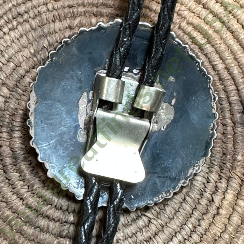 Sterling Silver Red C0Ral Rosette Bolo Tie