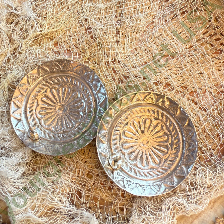 Sterling Silver Repouseé Pierced Concho Earrings Earrings