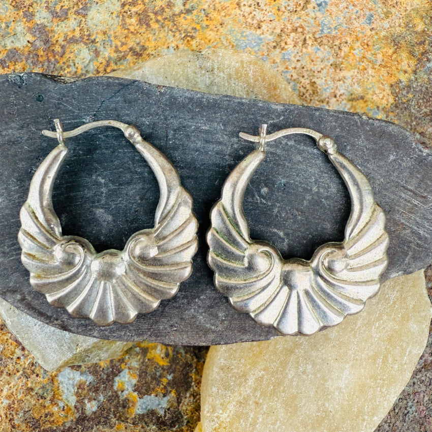 Sterling Silver Repoussé Pierced Hoop Earrings hoop earrings