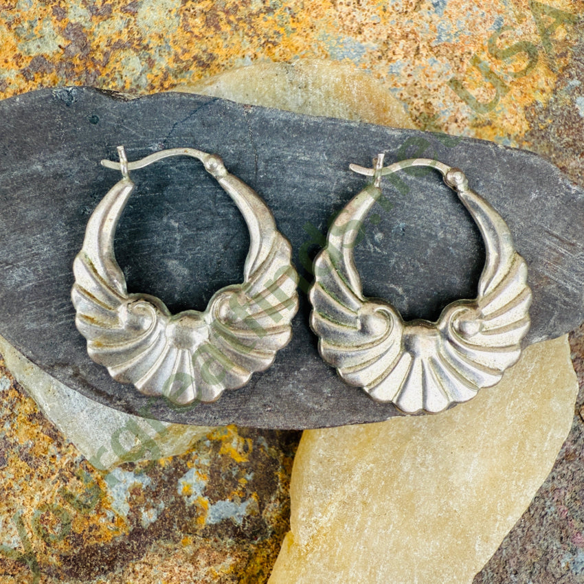 Sterling Silver Repoussé Pierced Hoop Earrings hoop earrings