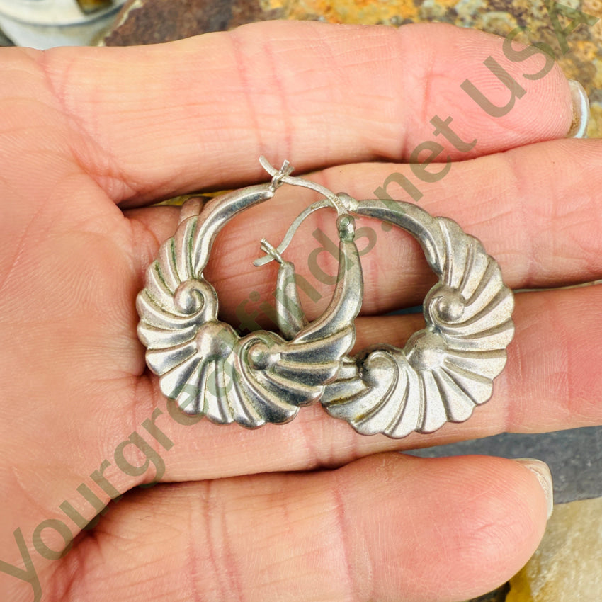 Sterling Silver Repoussé Pierced Hoop Earrings hoop earrings