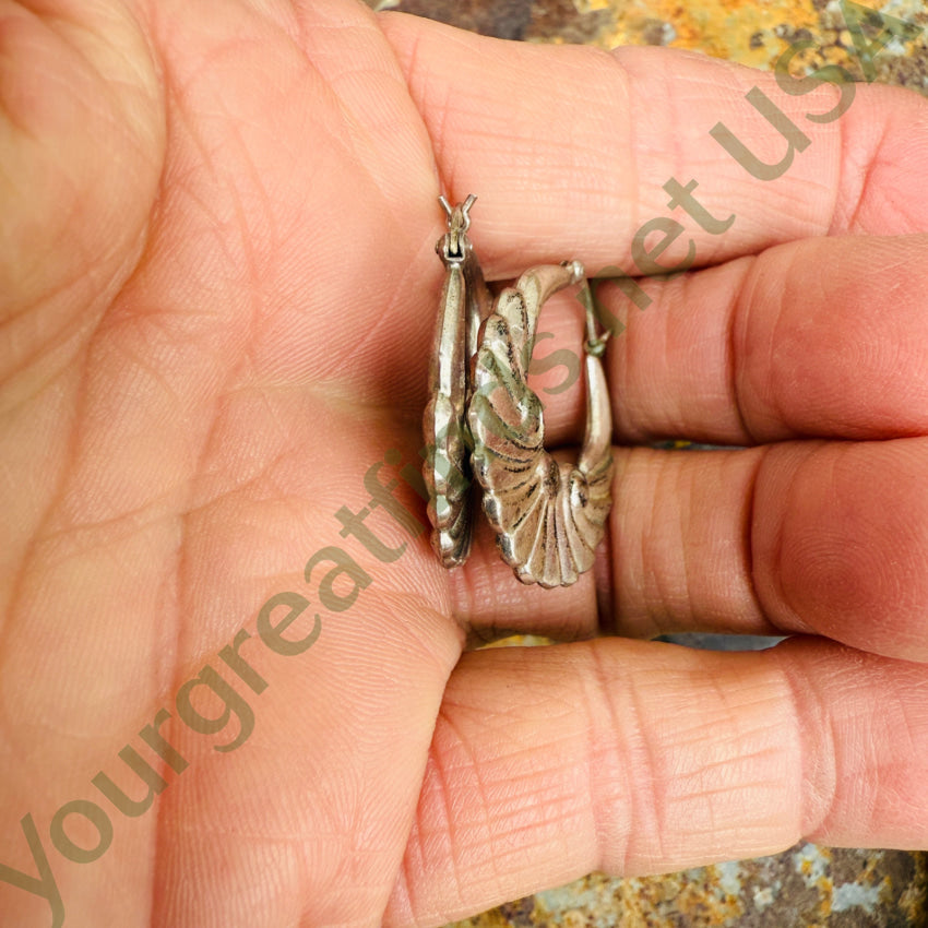 Sterling Silver Repoussé Pierced Hoop Earrings hoop earrings