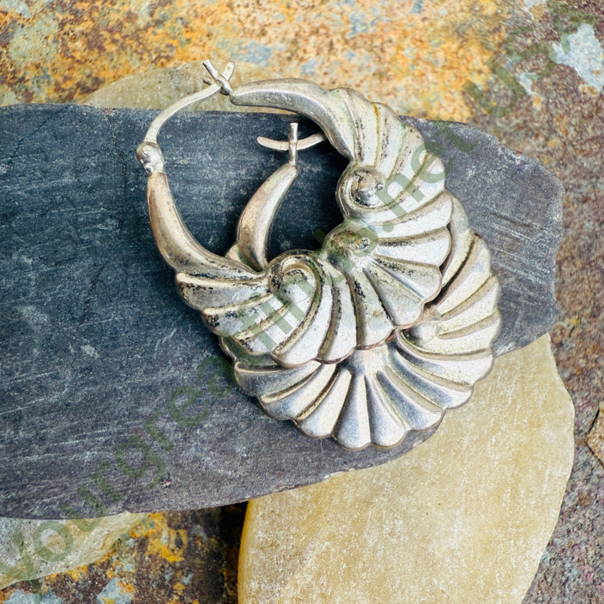 Sterling Silver Repoussé Pierced Hoop Earrings hoop earrings